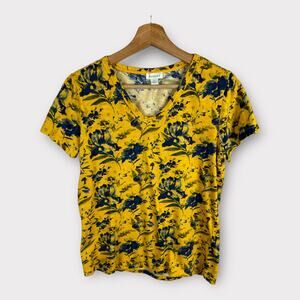 Sundance Womens size XS Florine Blossom Floral Short Sleeve V-Neck Tee T Shirt
